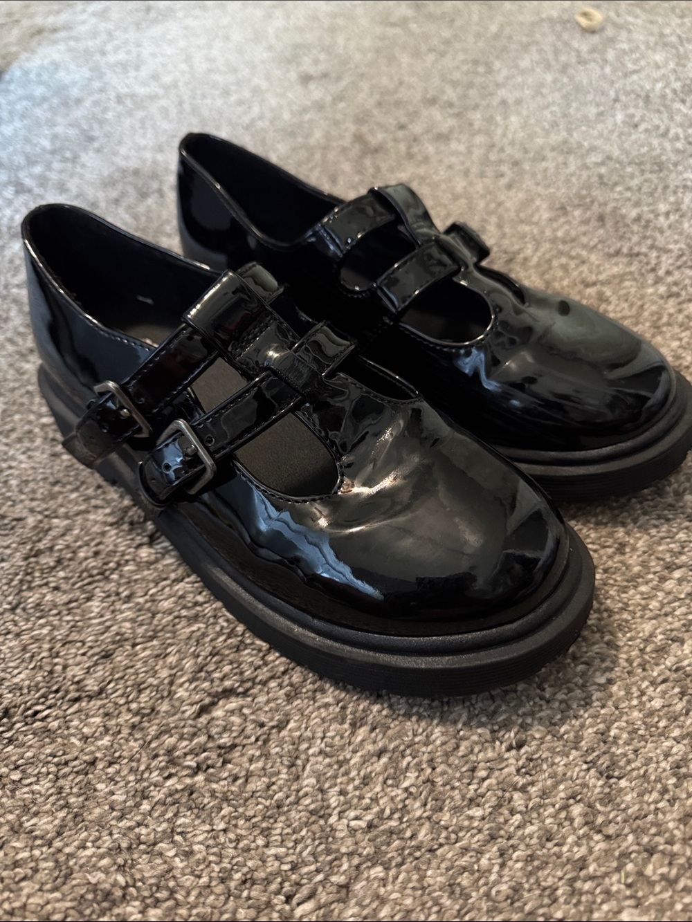 art class Black Patent Double Buckle Mary Jane Shoes for Kids